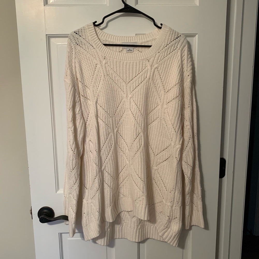 Ivory Crochet Long Sleeved Sweater